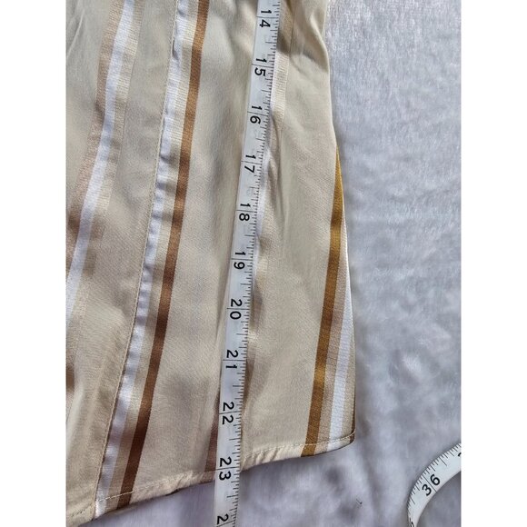 Women’s New York & Company Stretch Beige and Brown Striped Button Down Top SZ XS - Picture 7 of 10